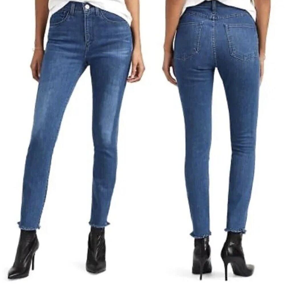 3X1 W3 Ankle Skinny Jeans Women's Sz 28 High Rise Raw Edge Frayed Hems Stretch